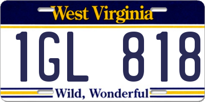 WV license plate 1GL818
