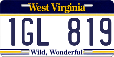 WV license plate 1GL819