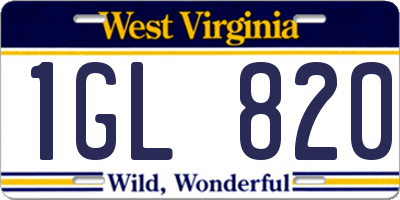 WV license plate 1GL820