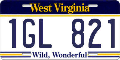 WV license plate 1GL821
