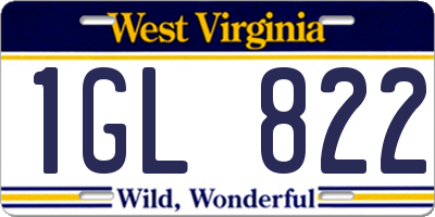 WV license plate 1GL822