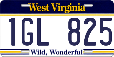 WV license plate 1GL825