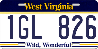 WV license plate 1GL826