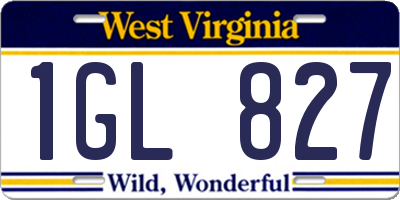 WV license plate 1GL827