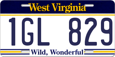 WV license plate 1GL829