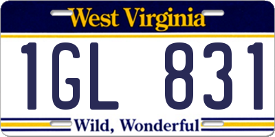 WV license plate 1GL831