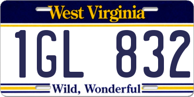 WV license plate 1GL832