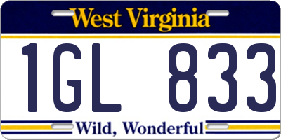 WV license plate 1GL833