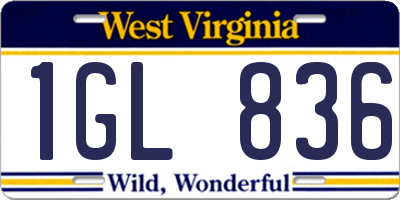 WV license plate 1GL836