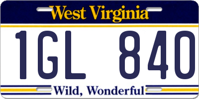 WV license plate 1GL840