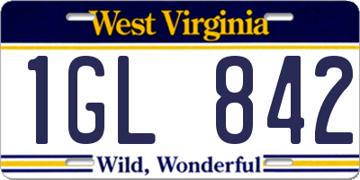WV license plate 1GL842