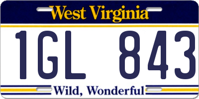 WV license plate 1GL843