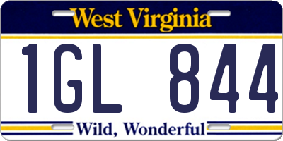 WV license plate 1GL844