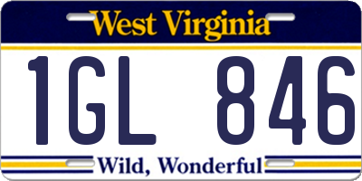 WV license plate 1GL846