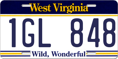WV license plate 1GL848