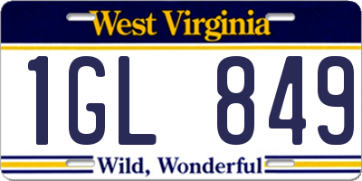 WV license plate 1GL849