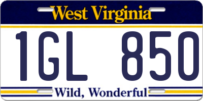 WV license plate 1GL850