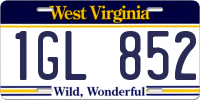 WV license plate 1GL852