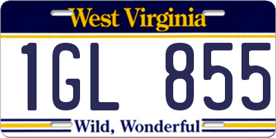 WV license plate 1GL855