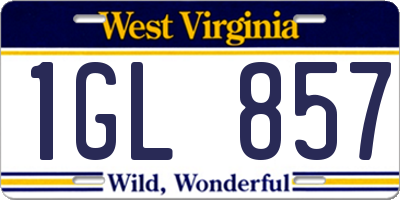 WV license plate 1GL857
