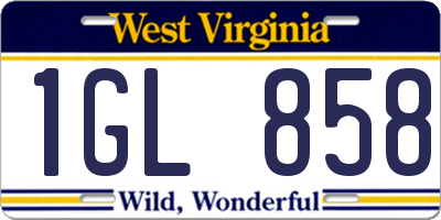 WV license plate 1GL858