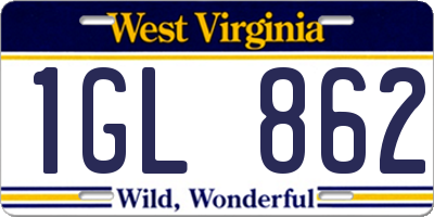 WV license plate 1GL862
