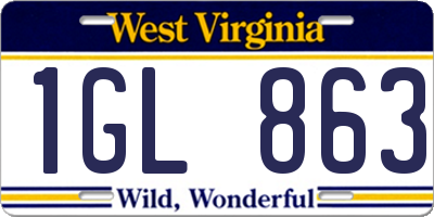 WV license plate 1GL863