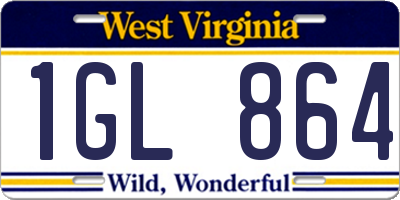 WV license plate 1GL864