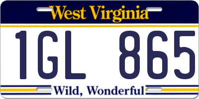 WV license plate 1GL865
