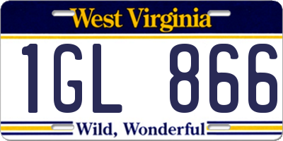 WV license plate 1GL866