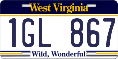 WV license plate 1GL867