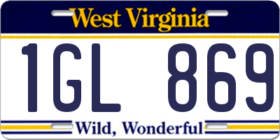 WV license plate 1GL869
