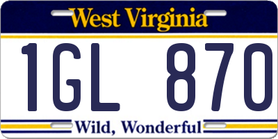 WV license plate 1GL870