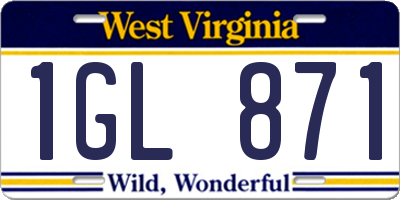 WV license plate 1GL871