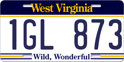 WV license plate 1GL873