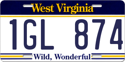 WV license plate 1GL874