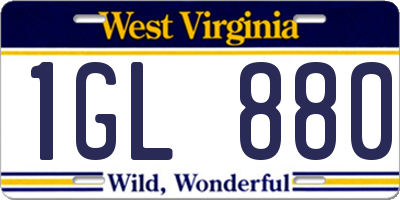WV license plate 1GL880