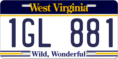WV license plate 1GL881