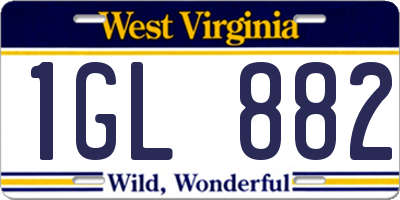 WV license plate 1GL882