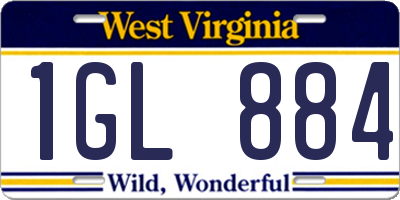 WV license plate 1GL884