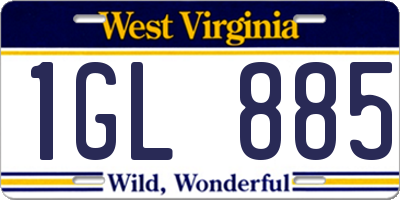 WV license plate 1GL885
