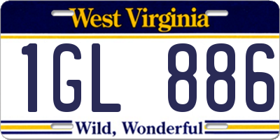 WV license plate 1GL886