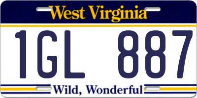 WV license plate 1GL887