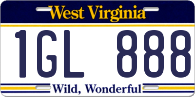 WV license plate 1GL888