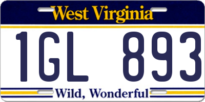 WV license plate 1GL893