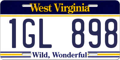 WV license plate 1GL898