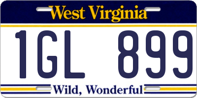 WV license plate 1GL899