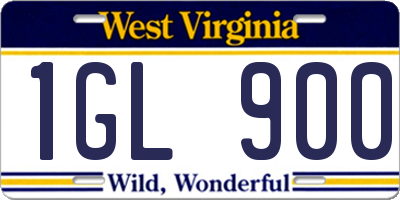 WV license plate 1GL900