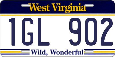 WV license plate 1GL902