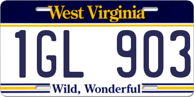 WV license plate 1GL903